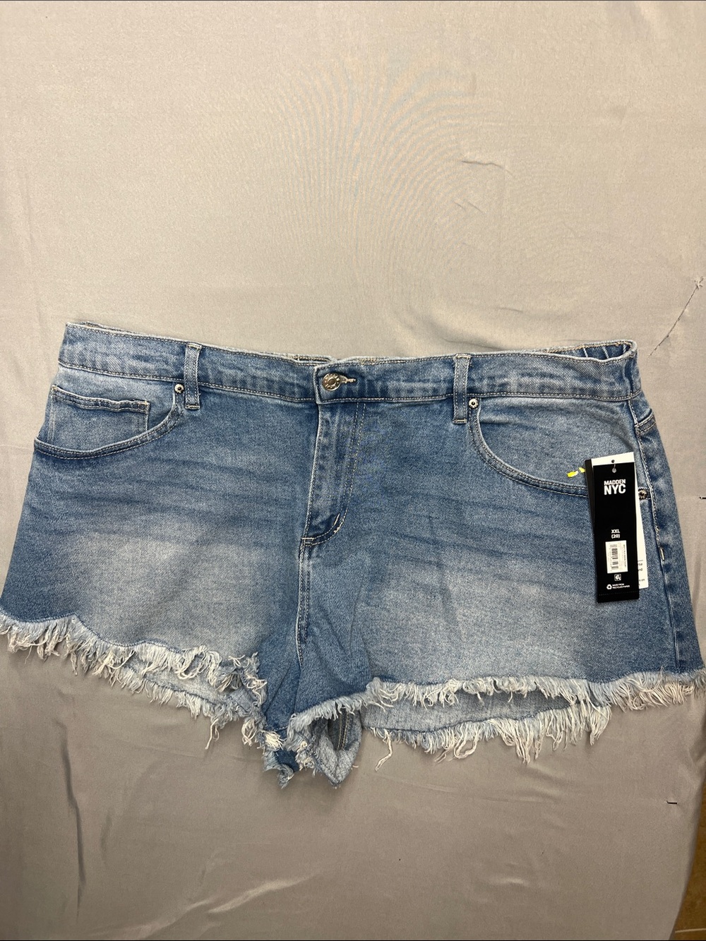 NYC Light Wash Frayed Hem Denim Shortalls